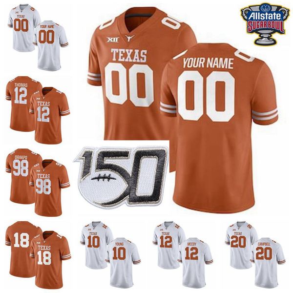 

texas longhorns джерси винс янг джерси рикки уильямс эрл кэмпбелл сэм ehlinger colt mccoy американский футбол джерси пользовательские прошит, Black