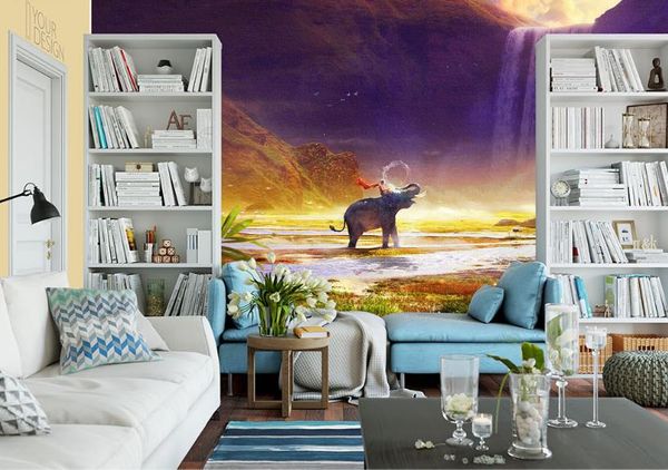 Custom 3d Photo Wallpaper Mural Hand Painted Hand Painted Elephant Creative Fanta Wall Mural Living Room Home Decor Painting Wall Paper