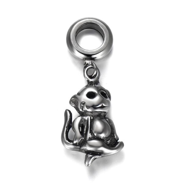 

316l stainless steel spacer bail bead monkey charms 5mm hole polished metal charm accessories diy bracelet jewelry making, Bronze;silver