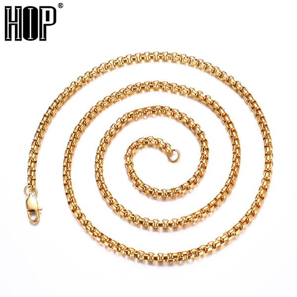 

hip width 2mm/3mm/4mm gold silver black 316l stainless steel necklace men box rolo chain necklaces jewelry 20-30inch length