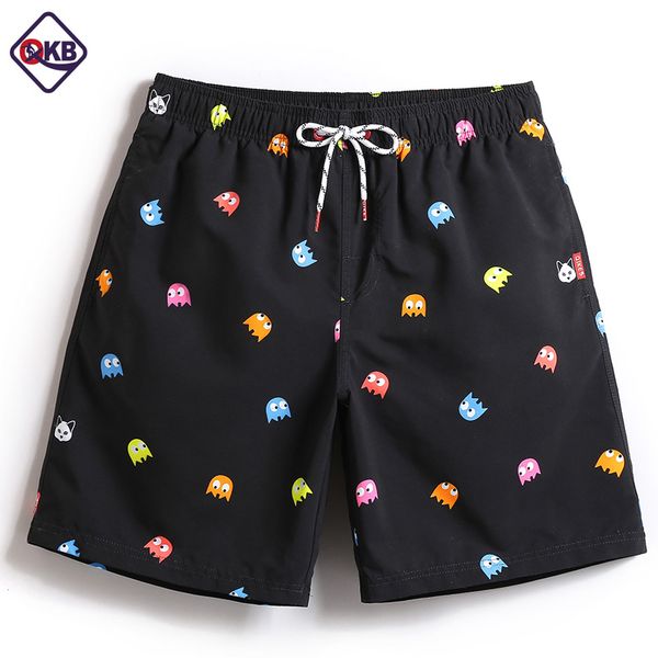 

qikerbong men beach shorts boxer trunks board shorts casual bermuda men's swimwear swimsuits 2018 new fashion quick drying, White;black