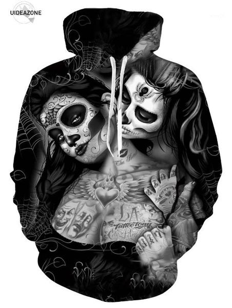 

new design tattoos skull hoodies men women 3d printed sweatshirts hooded pullover tracksuits coats fashion outwear1, Black