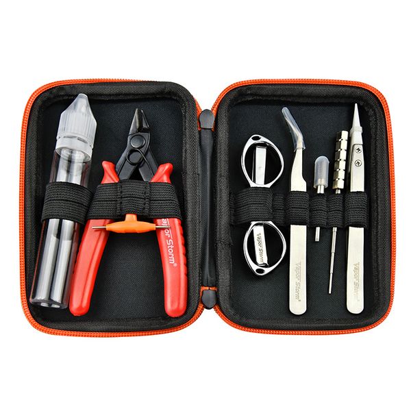 

Vapor Storm Tool Bag Kit 8 in 1 Set 100% Authentic V1 Kits fit Atomizers ecigarette cutting pliers coil jig screwdriver brush DHL