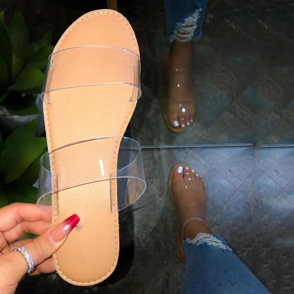 

transparent flat flip flops for woman new arrival women's summer footwear retro breathable non-slip flat slaps women shoes, Black