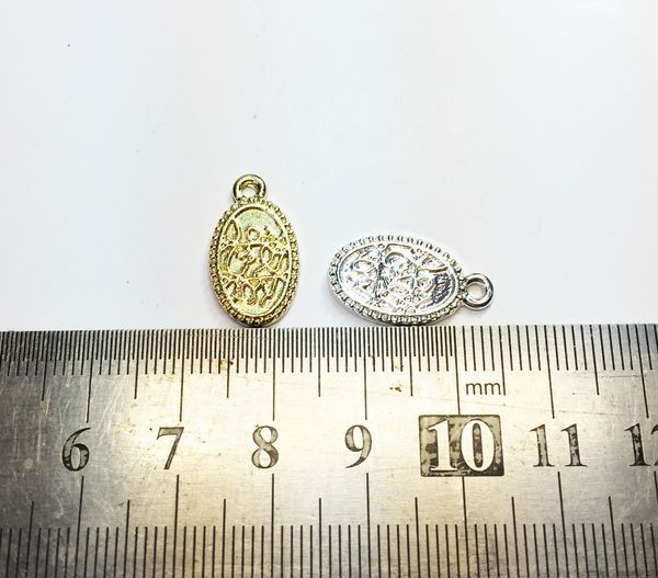 

eruifa 20pcs 16*10mm nice oval coin zinc alloy necklace,earring bracelet jewelry diy handmade 2 colors, Silver