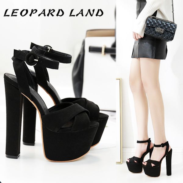 

runway 2020 new 17cm thick with high-heeled platform waterproof sandals models walk show high sandals zyw-679-2, Black