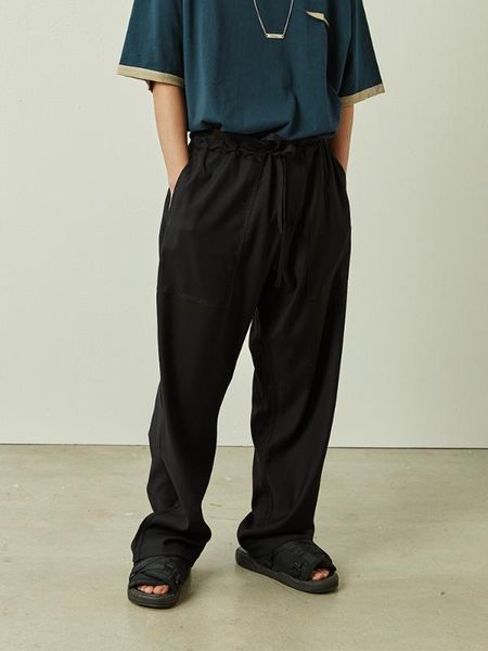 

2019 new men's clothing bigbang hair stylist fashion bag-sticking straight-tube casual pants singer costumes 27-46, Black