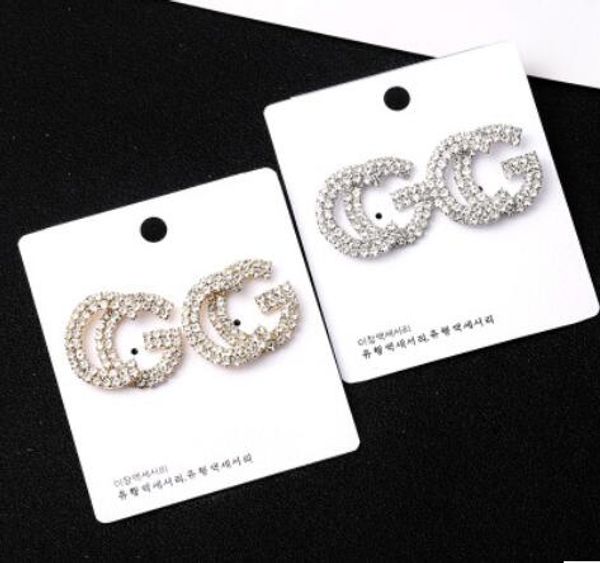 

2019 metal earrings fashion designer to create crystal earrings elegant ladies brand name earrings 888, White