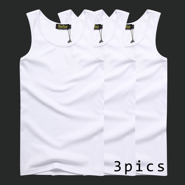 

modal & cotton tank men 3 pack workout gym sleeveless training fitness for mens clothing musculation summer vetement homme, White;black