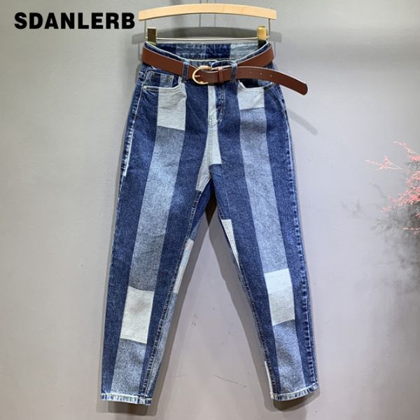 

women's jeans european style hit color autumn loose pants streetwear mujer 2021, Blue