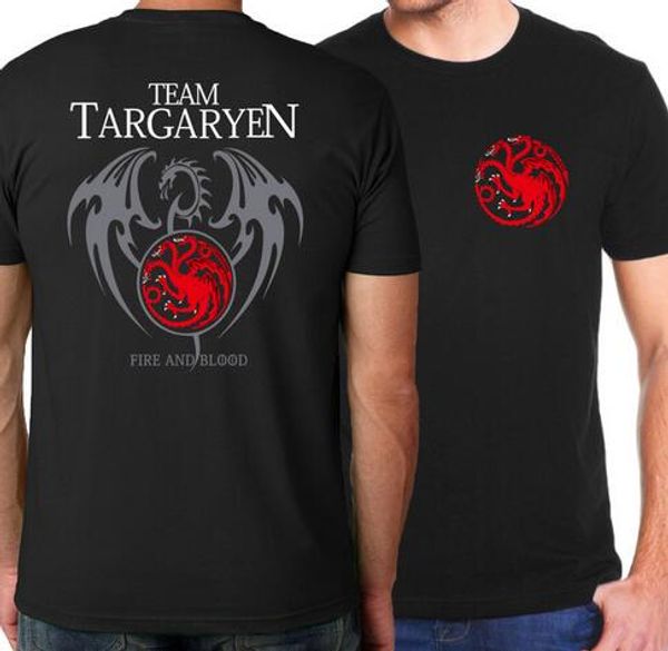 

игра престолов таргариен огненная кровь футболка мужская 2019 лето fit slim мужские футболки 100% хлопок мужская спортивная футболка kpop, White;black