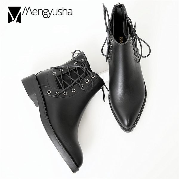 

plush fur boots woman shoes winter botines pointed toe botas women cross band zipper ankle boots women platform footwear, Black