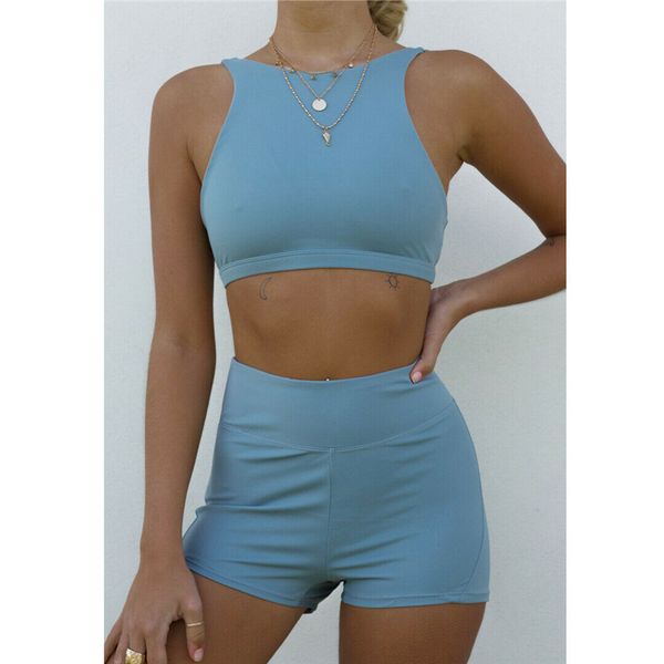 

женщины твердые йога набор спортивная одежда фитнес танк растениеводство топы