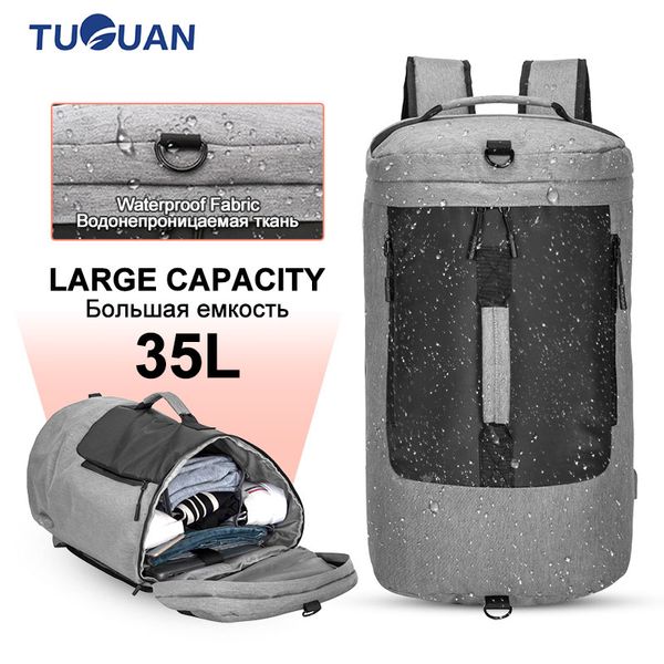 

35l men gym bag tas fitness training bag waterproof travel outdoor sports backpack shoes storage women dry wet yoga handbags