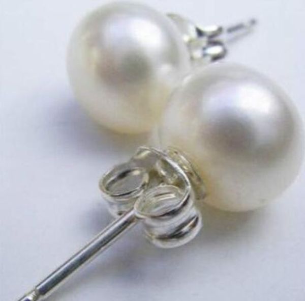 

encanto cultivadas genuinas de 9-10mm plano blanco perla pendiente, White