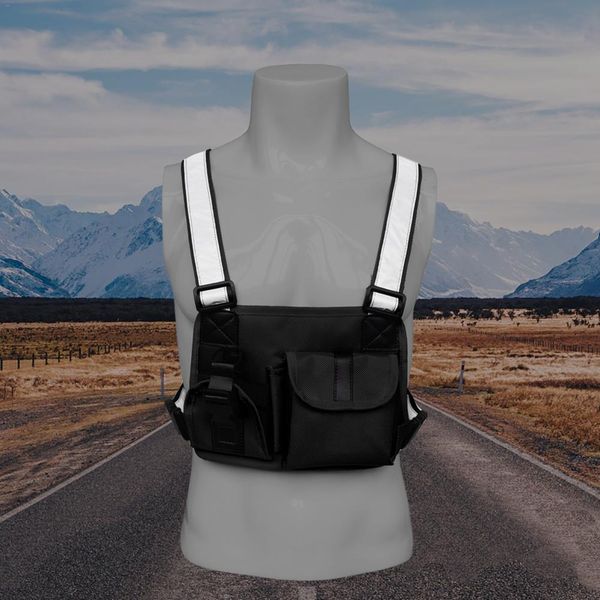 

universal hands chest pocket harness bag walkie-talkie tactical vest, Gray;blue