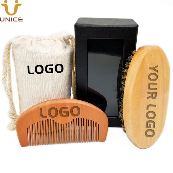 MOQ 100 PZ OEM LOGO personalizzato Spazzola per barba Pettine per capelli Baffi Grooming K Suit Con scatola Borsa Stampa personalizzata Scelta di Amazon
