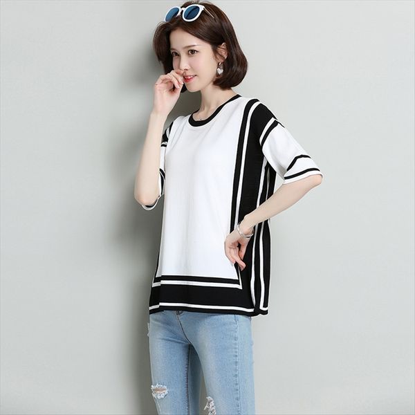 

women's ice silk short-sleeved t-shirt 2020 loose jacket large size casual short jacket thin knitted sweater, White