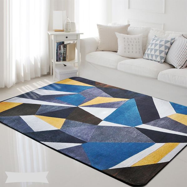 

colorful geometric blue grey printed rectangle carpet rugs for living room bedroom nordic style water absorption non-slip carpet