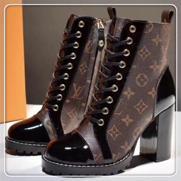 

Loui 13 vuitton 13 lv fa hion hoe mid calf leather motorcycle boot women bota laureate platform de ert boot fa hion luxury hoe bott, Black