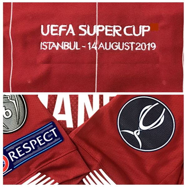 

supercup 2019 match worn player issue shirt jersey salah firmino mane virgil football custom name patches sponsor, Black