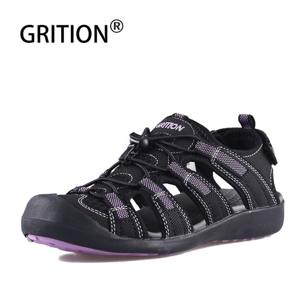 

grition women outdoor flat sandals summer beach walking sandals quick dry purple slip on toecap euro size