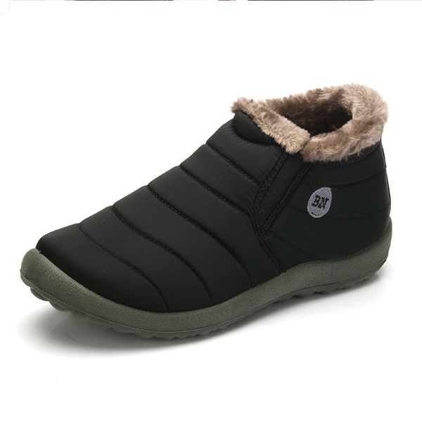 

new fashion men winter shoes solid color snow boots plush inside antiskid bottom keep warm waterproof ski boots, Black