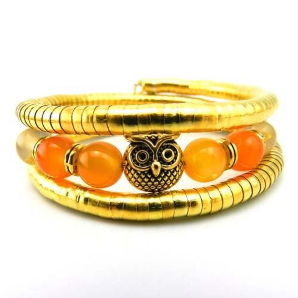 

natural stone bracelet bangle beads stretch bracelet beads cute owl colorful natural stones jewelry owl bracelet bangle, Golden;silver