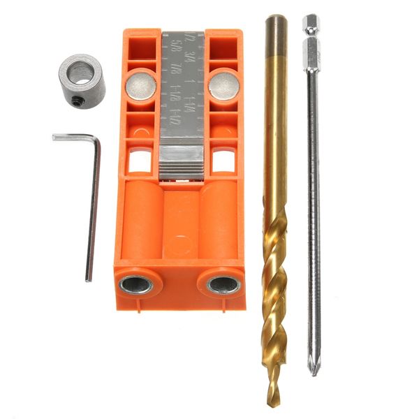 

15 degrees pocket hole jig kit pocket hole wood joinery step drill bit woodworking inclined locator bevel device