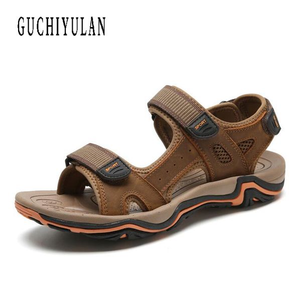 

summer men's leather chanclas hombre playa new fashion breathable men sandals beach shoes men's causal shoes plus size, Black
