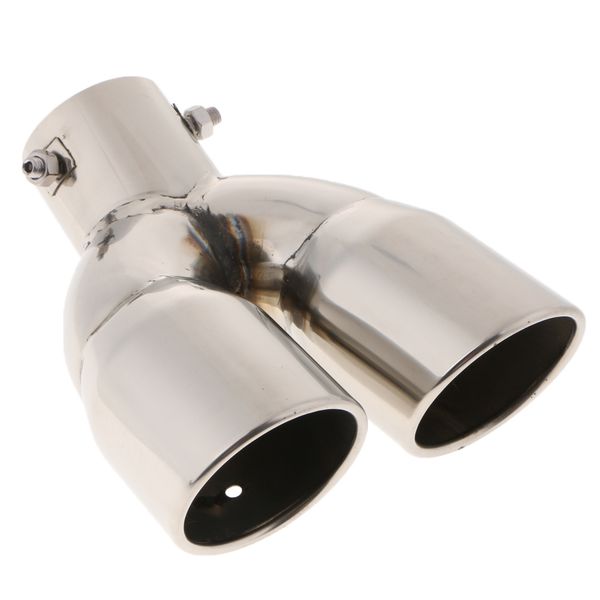

car exhaust tail dual muffler tip pipe fit toyota hyundai ix25 silver