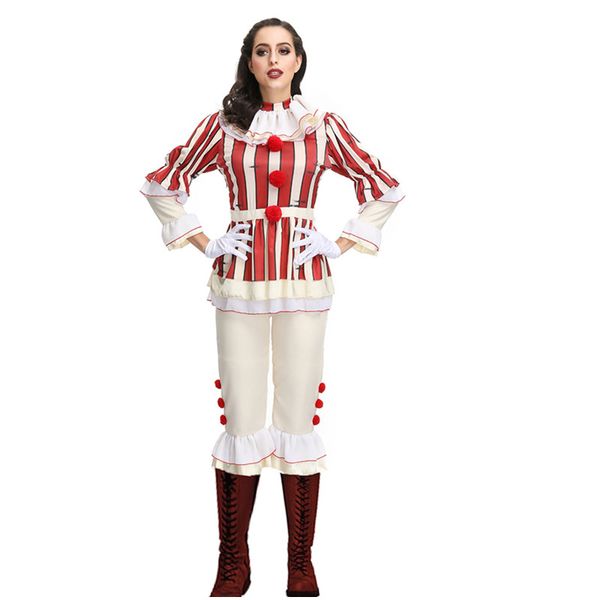 

clown costume easter purim party cosplay costumes women halloween carnival stage performance costume, Black;red