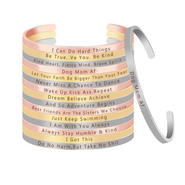 

new trendy inspirational hand stamped cuff bangle mantra bracelet men women fashion charm gift always stay humble & kind, Black