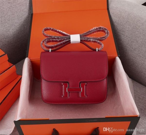 

classic designer women shouder bag 19cm constance pomegranate red enamel buckle calfskin leather luxury handbag backpack purse tote