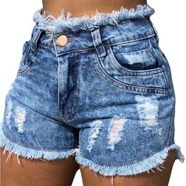 

gray jeans women pocket shorts summer street women button hole jeans female fashion high shorts retro waist high wear pvwhd, Black