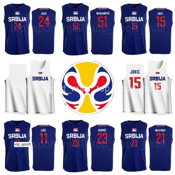 

2019 world cup team srbija jersey basketball serbia 21 nikola milutinov 23 marko guduric 22 vasilije micic vladimir lucic raduljica bircevic, Black;red