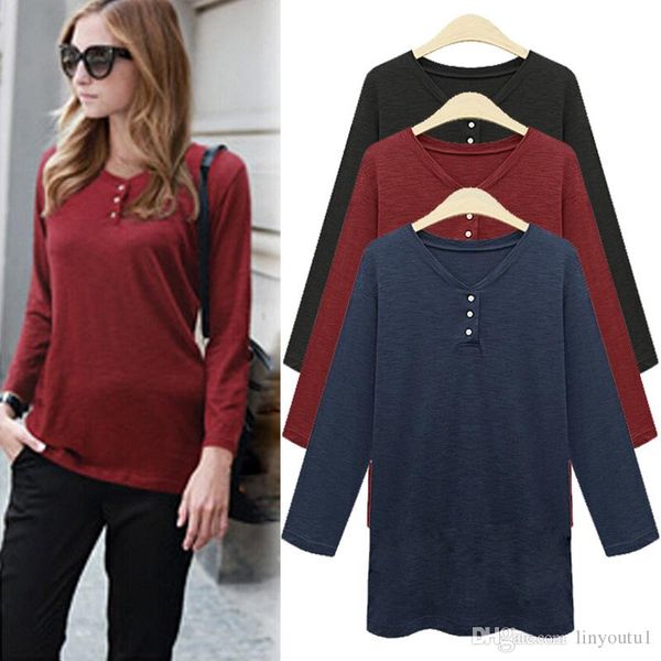 

new 2019 spring t shirt women tees long sleeve female t-shirt solid color cotton t-shirts for women autumn bottoming shirts, White