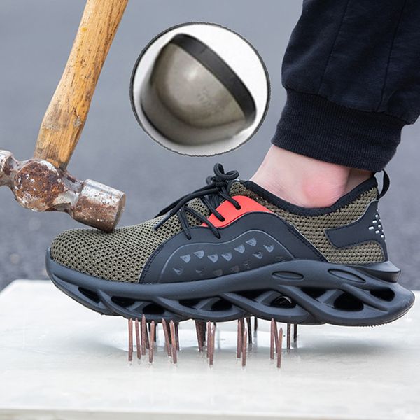 

breathable men's safety shoes boots with steel toe cap casual men's boots work indestructible shoes puncture-proof work sneakers