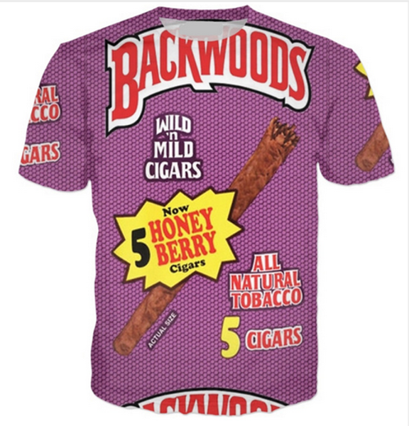 

new fashion women men backwoods 3d printing men t-shirts casual men t shirt hip hop summer rw0202, White;black
