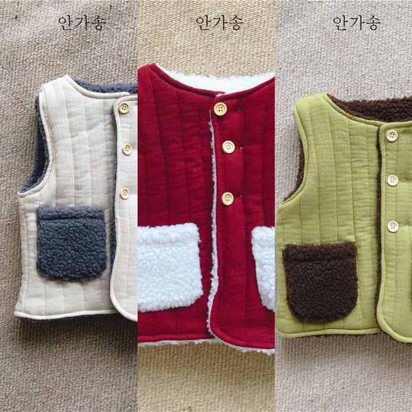 

2019 winter boys' and boys' children's lamb wool warm wearing warm vest coat vest waistcoat on both sides, Camo