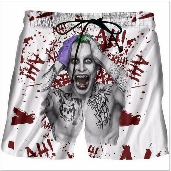 

new fashion suicide squad joker short pants delicious chocolate sauce prints 3d shorts women men hipster beach shorts ing, White;black