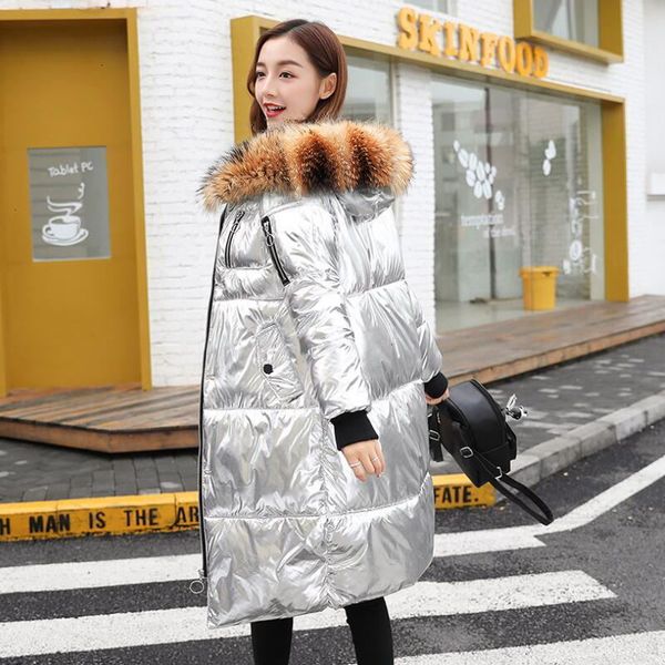

big real fur collar silver women's down jacket winter women's parka warm winter coat for women waterproof hooded female jacket, Black