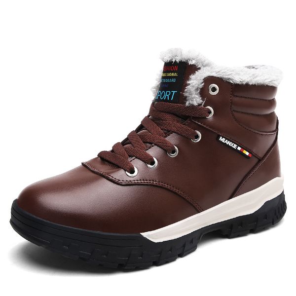 

anti skidding men brand fashion sneakers big size 39-48 men winter boots plush lining warm ankle shoes, Black