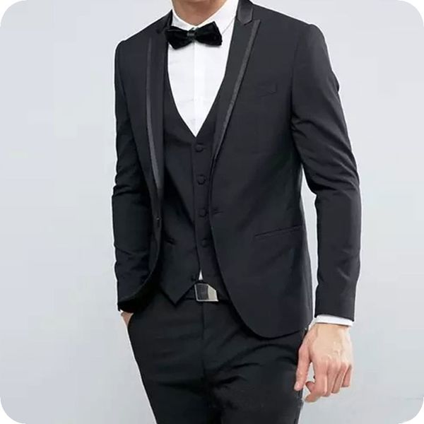 

latest designs black men wedding suits slim fit groom tuxedo retro custom made man blazer groomsmen wear 3piece peaked lapel costume homme, Black;gray