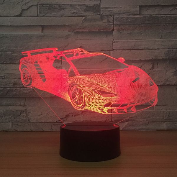 

sports car 3d lamp 7 color led night lamps for kids touch led usb table lampara lampe baby sleeping birthday gift drop shipping