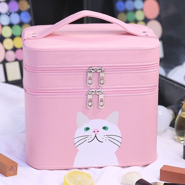

2020 new cosmetic bag double storage box cosmetic bag portable case toiletry