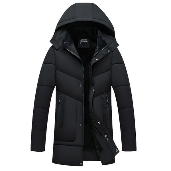 

2019 men 's a warm winter jacket casual outerwear padded thick medium long coat man parka dropshipping, Black