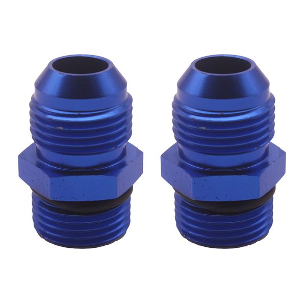 

2 pieces blue aluminum billet an10 10 an - orb10 male fitting straight adapter