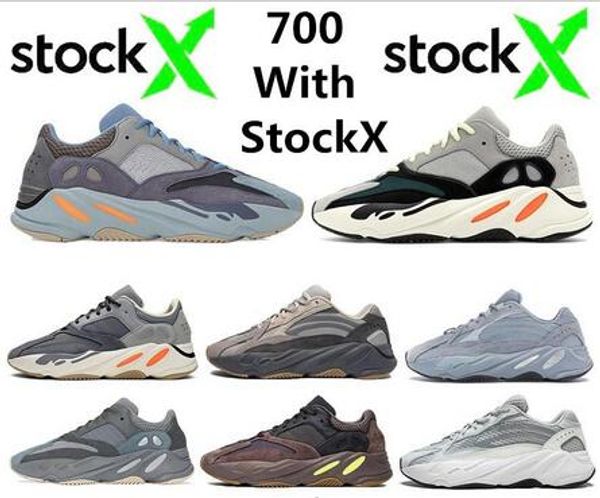 

carbon blue 700 v2 wave runner running shoes inertia hospital blue vanta men women kanye west designer sneakers with box stockx tag