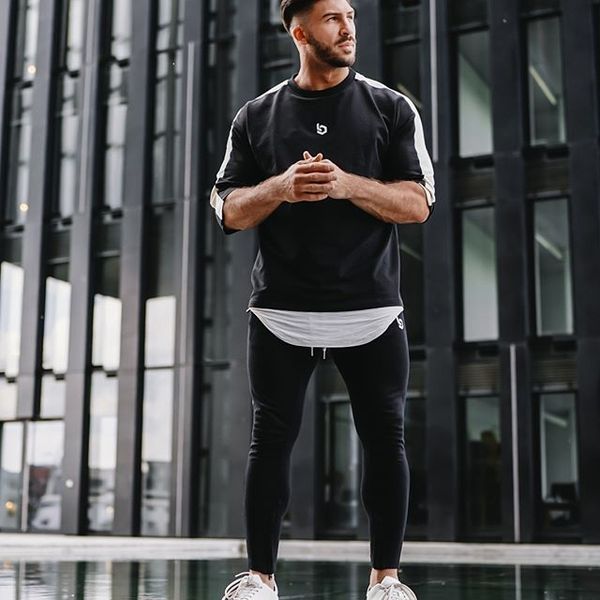 

2019 spring summer oversize men's candy t-shirt handsome streetwear perfect basics render unlined upper garment, White;black